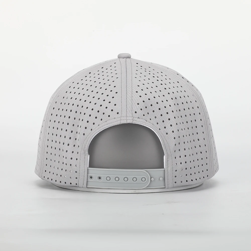 Высококачественная классическая Кепка с отверстиями и лазерной вырезкой на 5 панелей, Мужская водонепроницаемая бейсболка с перфорацией и логотипом с вышивкой, бейсболка с серой веревкой
