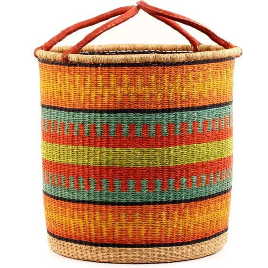 LOVELY Perfect High Quality Handmade Round Laundry Hamper Storage Basket Handwoven Wicker Bamboo Seagrass Basket Colorful Color