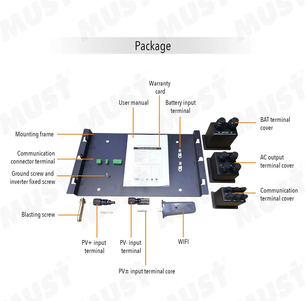 Must Ph1000 Hybrid Solar Inverter Dc 48v Ac 220v 5kw On/off Grid Power ...