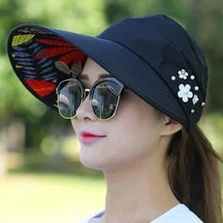 Шляпка от солнца с широкими полями для женщин, летняя уличная Складная пляжная шапка с защитой от ультрафиолета