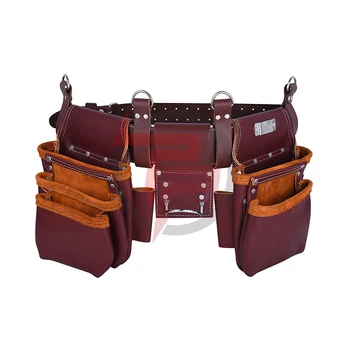 Customized Premium PU Carpenter tool belt Combo Tool Pouch Carpenter Rig Holder Work Organizer Leather Tool Belt