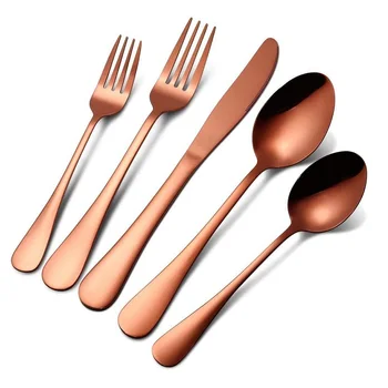 Flatware Knife Spoon Fork And Spreader Set Hotel Home Kitchenware Catering Usage Copper Plating Cutlery Sets