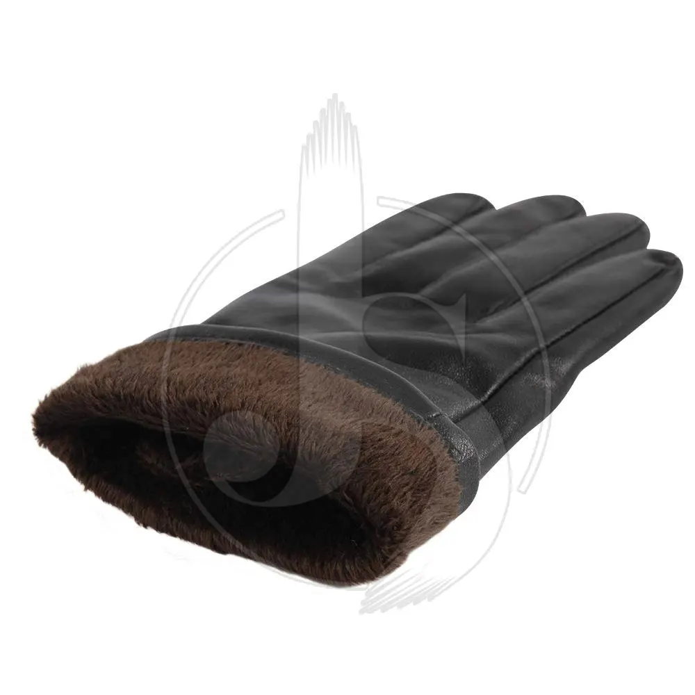Зимние теплые черные модные мужские перчатки из искусственной кожи с сенсорным экраном