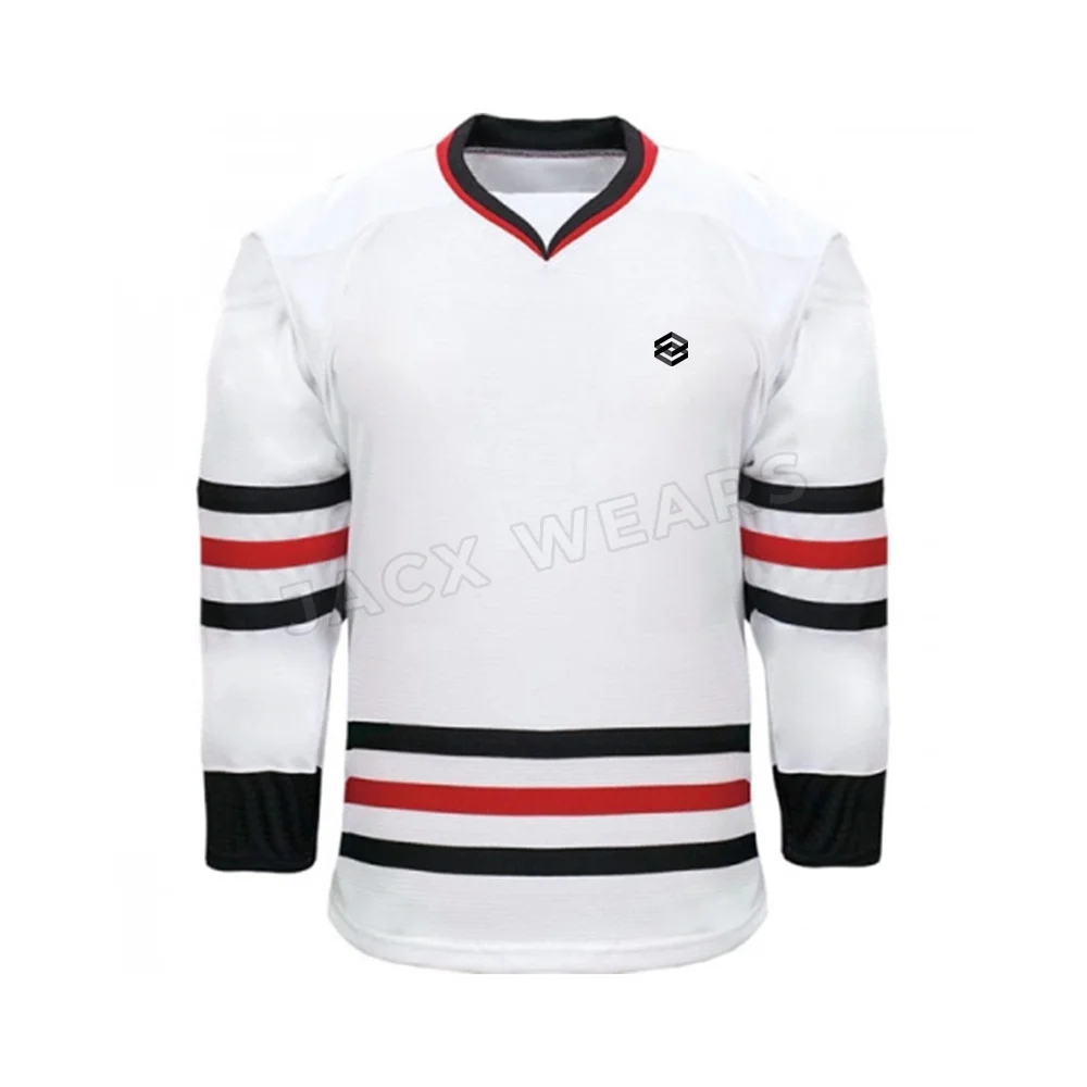 Adult Sublimation Custom V Neck& Long Sleeve Ice Hockey Jersey Hockey