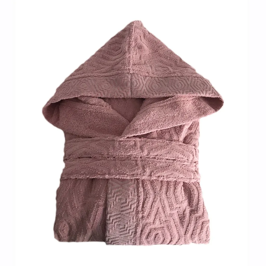 Made In Italy Jacquard Unisex Hotel Bathrobe In Solid Colors Hooded