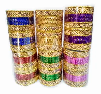 Kids Multi Colors Party Wear Set Bangles - Assorted 6 Colors x 24 Bangles (144 Bangles) - Size 1.8 inches