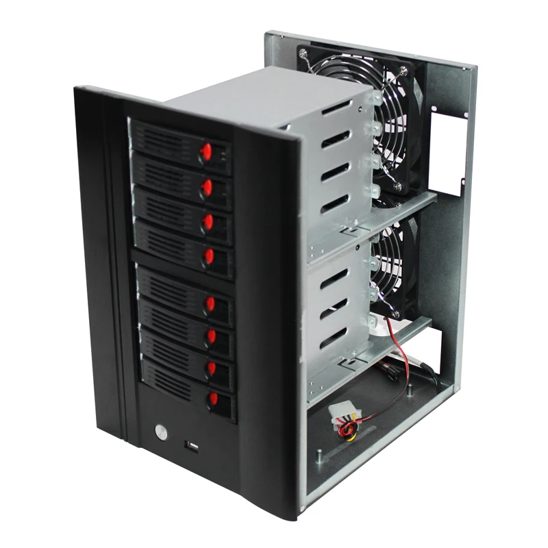 新品 Mini-ITX NAS 自作ファイルサーバー用8ベイケース 電源付属