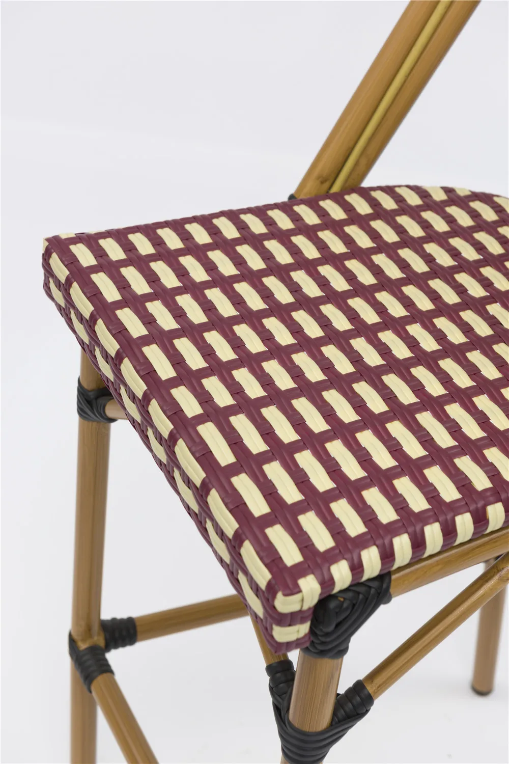 Hot selling  aluminum PE rattan  high bar chair  colors optional patio cafe bistro  bar chair