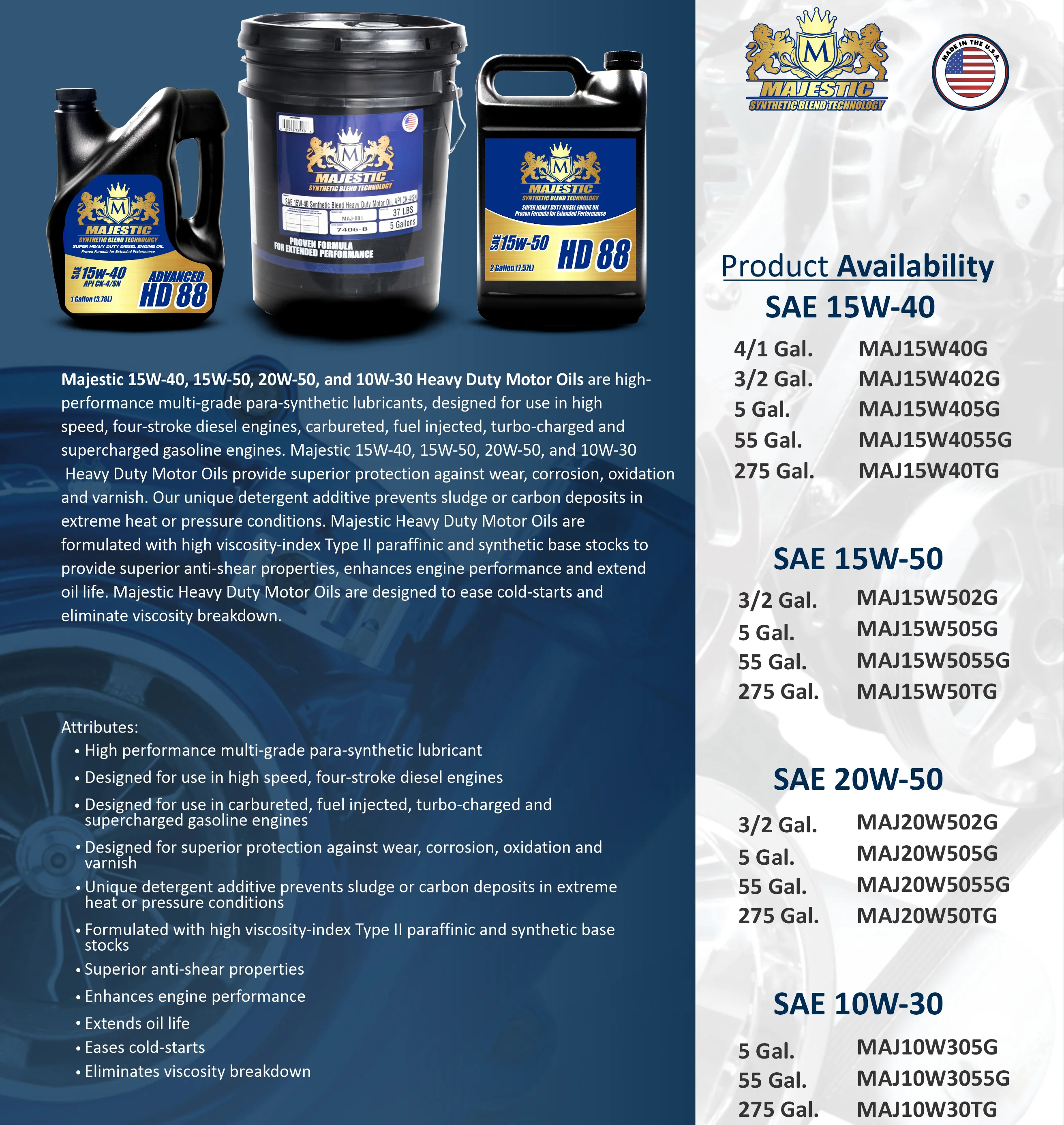 Premium Quality Diesel Engine Motor Oil Majestic Lubricants Synthetic