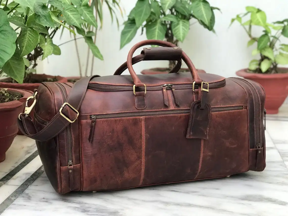 Bolsa de rifa equipaje de viaje clásico para hombre Real Leather