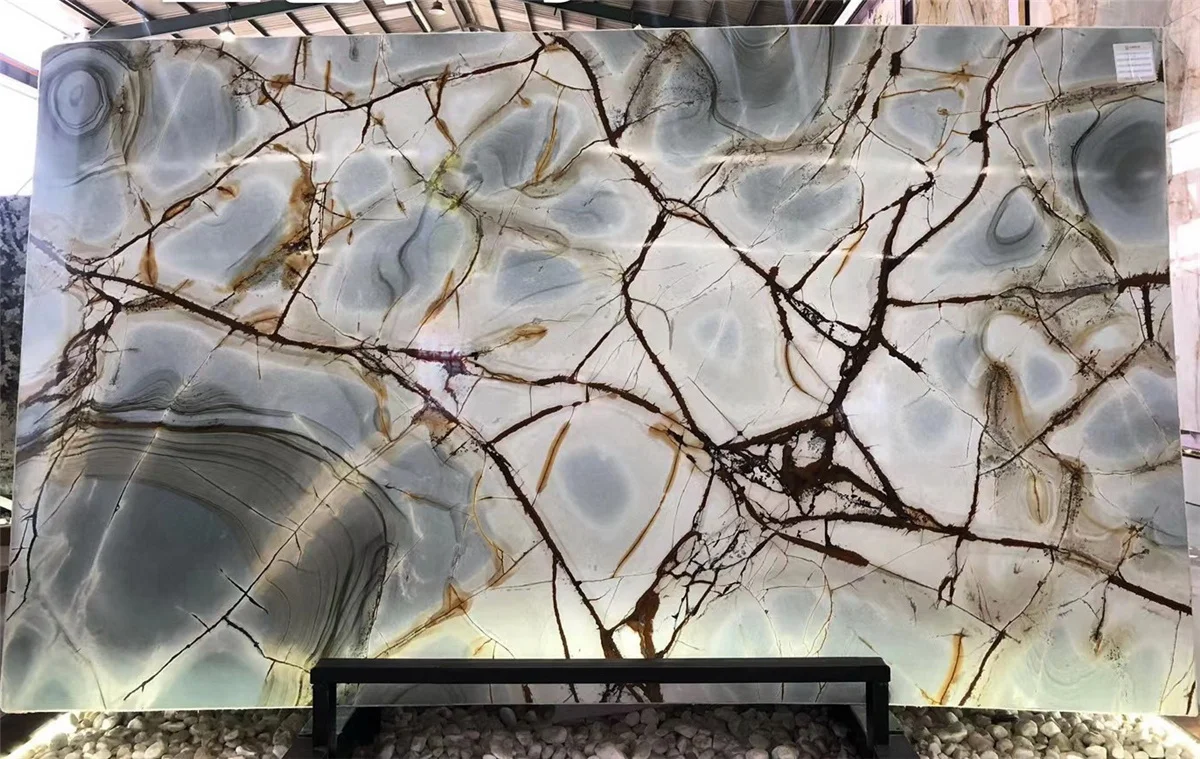 Popular Natural Deep Blue Quartzite Exotic Imperial Blue Roma Impression Quartzite Slab for Interior Decor