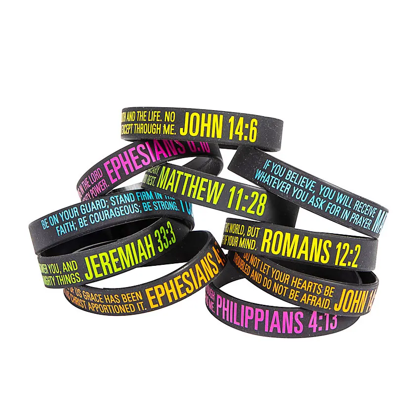 Wholesale Custom Logo Printed Silicone Christian Bracelets Religious