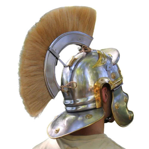 One Size Fits Most Medieval Armor Helmet Roman Centurion with Red Plume Crest