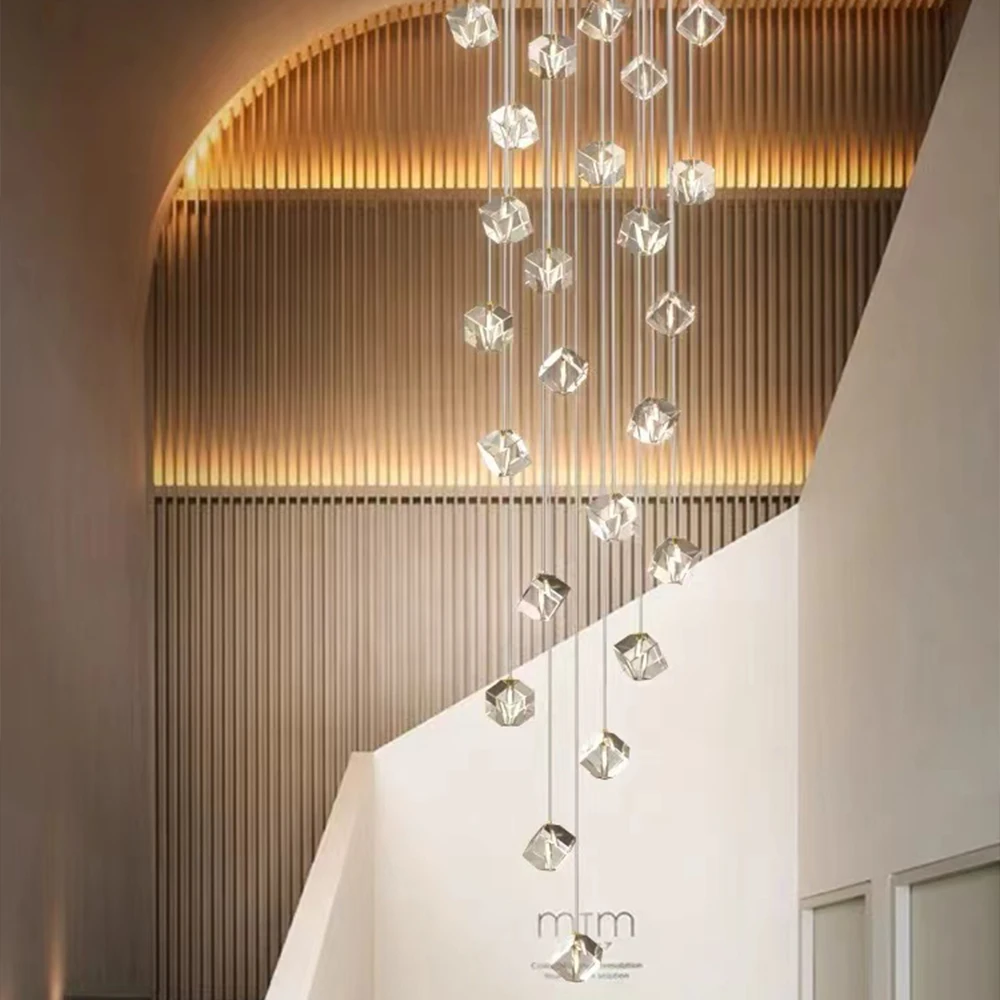 Staircase Long Chandelier Modern Simple Creative Nordic Crystal Chandelier