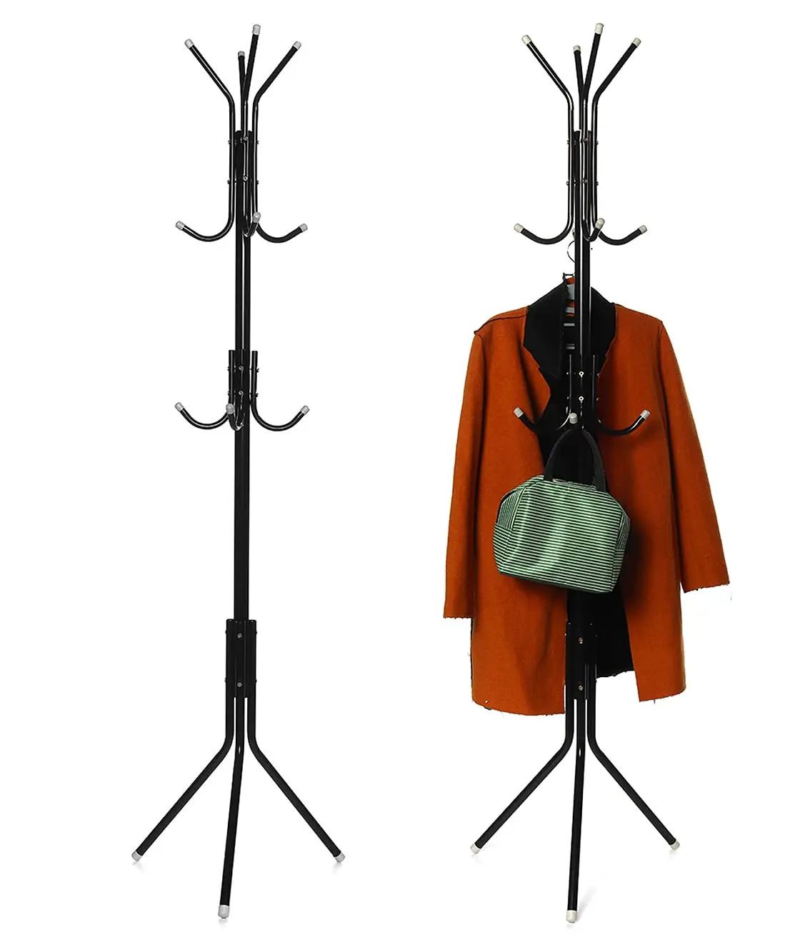 Coat Rack with 12 Hooks 5.6ft Clothes Metal Hanger Easy Assembly Hat Free Standing Stand for