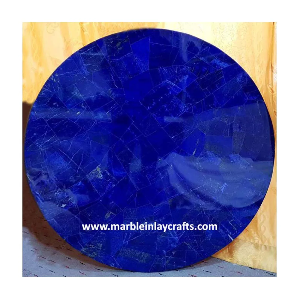 天然蓝色半宝石青金石台面装饰 Buy 青金石餐桌上衣 手工制作半宝石表 独家天青石石材台面product On Alibaba Com