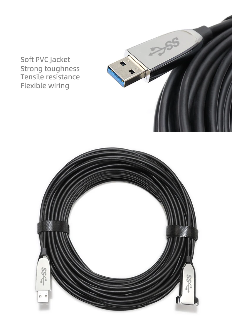 
 China Oem New High Speed Usb 3.0 Cable Optic Fiber Usb Zinc Alloy Shell Gold Plated Terminal 5M 10M 20M 30M 50M  