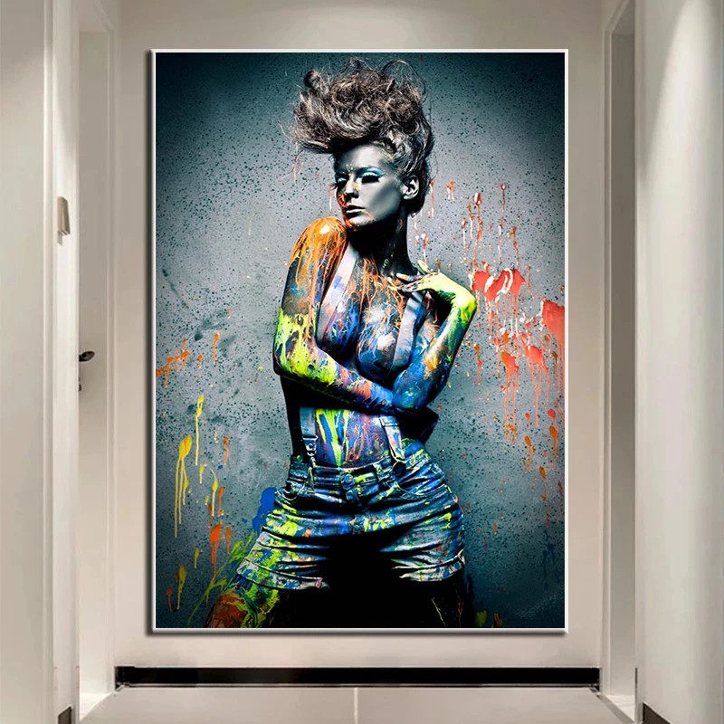 Abstract Sexy Woman Portrait Graffiti Pop Street Wall Art Pictures