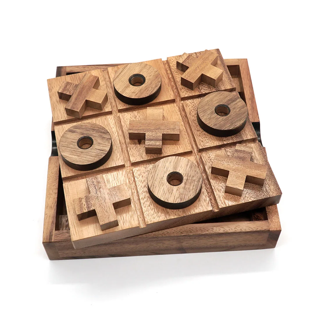 BSIRI Wooden Tic Tac Toe-Coffee Table Decor, Brain Teaser Puzzles for  Adults, Unique Gifts for Kids, Classic Board Games for Adults and Family