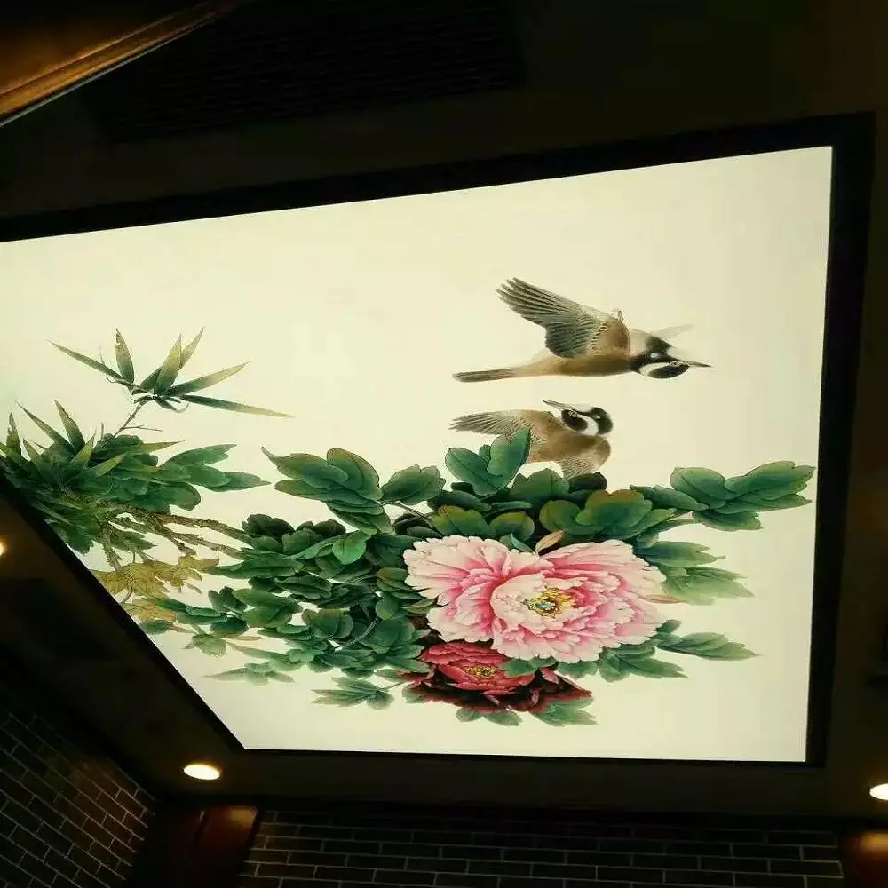 Decorative Films MSD PVC Foil Stretch Ceiling Fabric Film Interior False Pop Ceiling Flower Printed Ceiling
