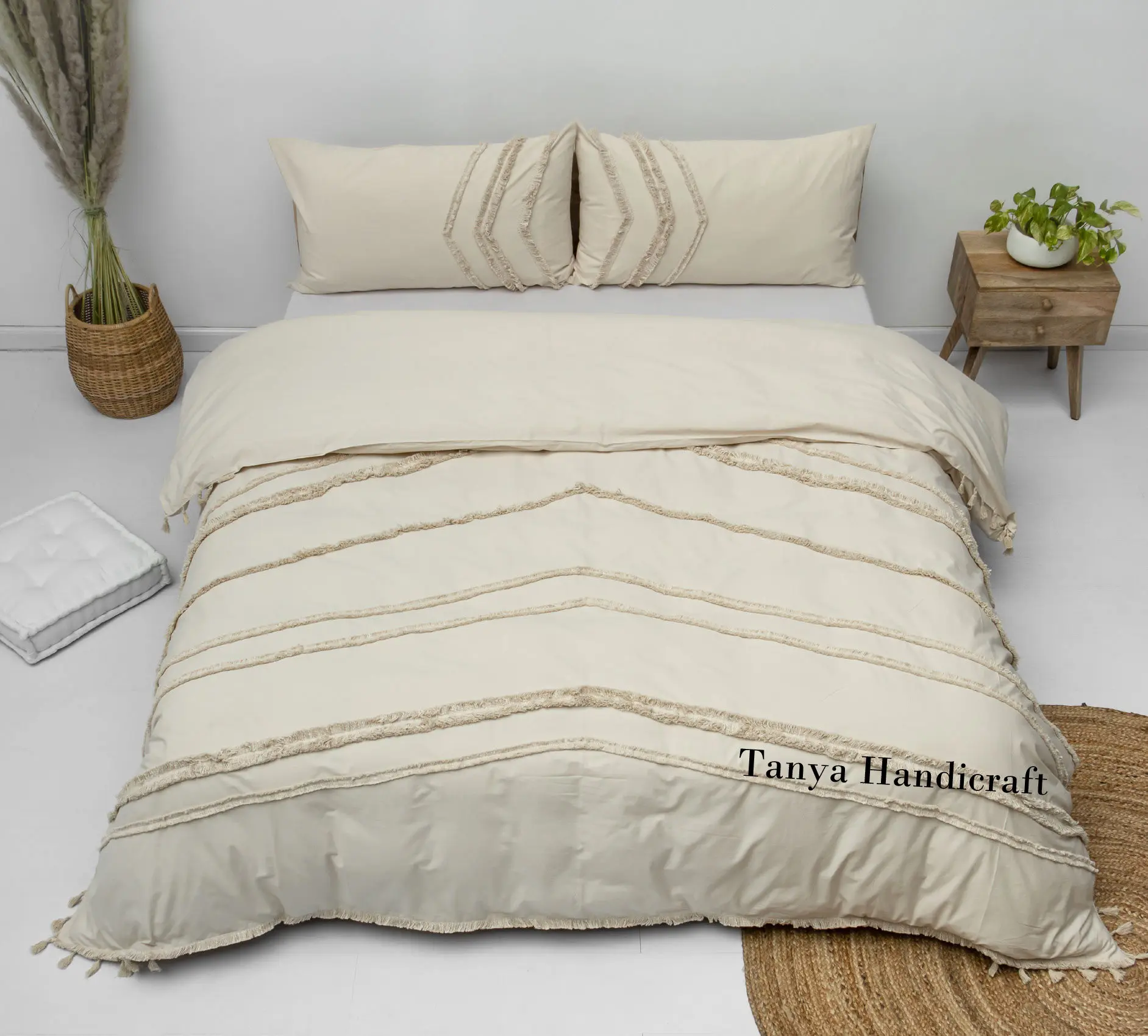 カード 房状の綿の羽毛布団カバーセット、3個セット自由奔放に生きる寝具クイーンキング掛け布団カバー黄色の羽毛布団カバー羽毛布団寝具セット