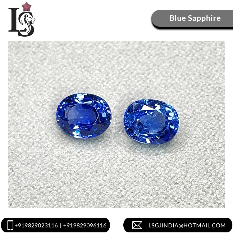 Indian Supplier of Top Certified Quality Natural Blue Sapphire Oval Shape  Gemstone for Rings Earrings Jewellery at Low Price