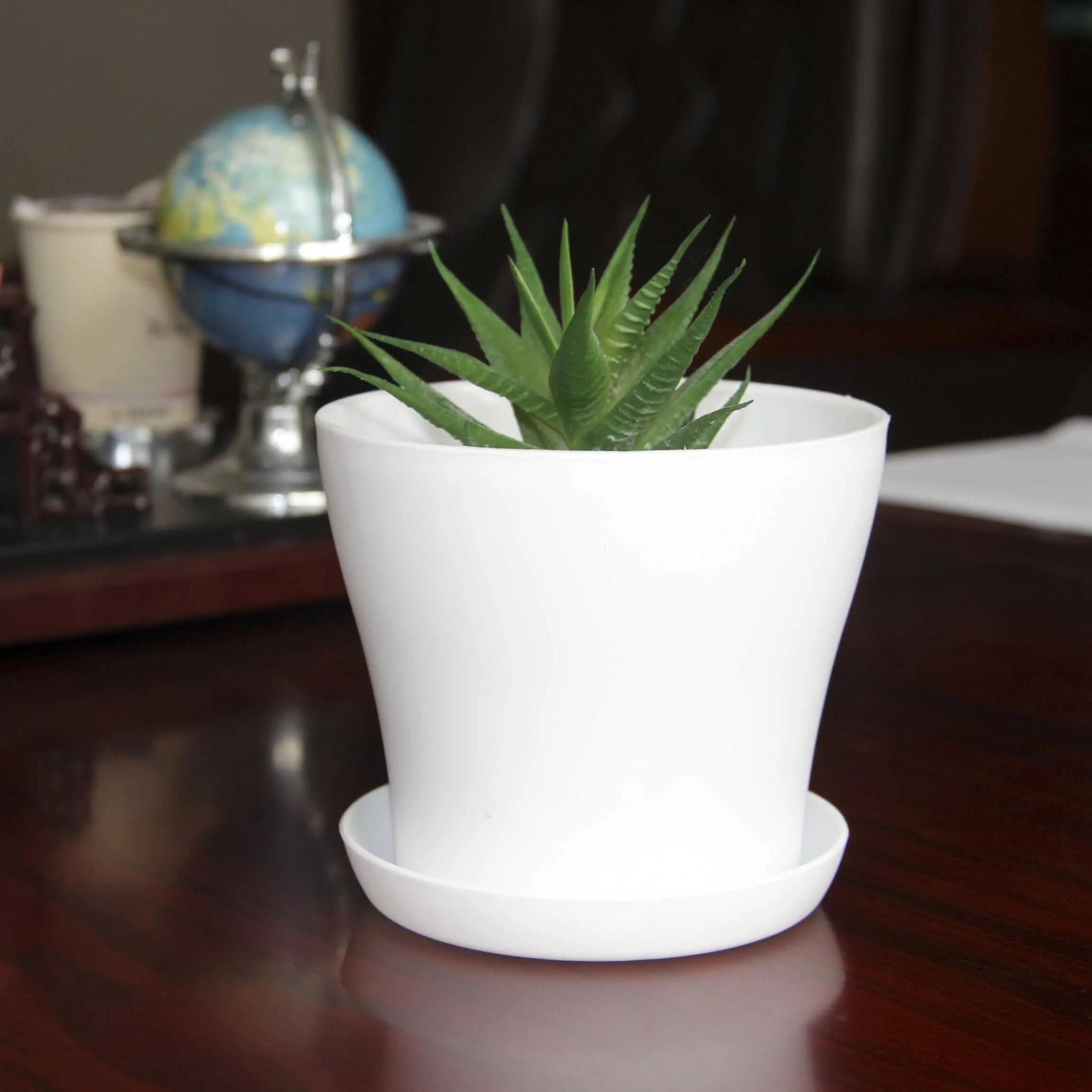 Пластиковый горшок для растений с блюдцем, декоративный пластиковый цветочный горшок для садоводства