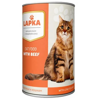 Lapka Canned cat food with beef 415 g