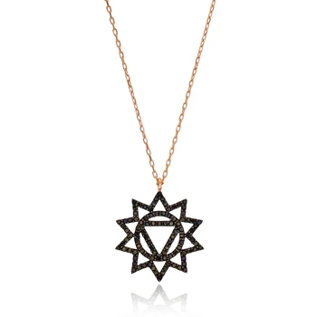Black Zircon Stone Geometric Pendant Turkish Wholesale Handcrafted 925 Sterling Silver Jewelry Online