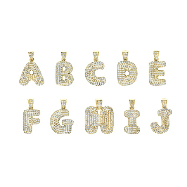 Diamond Letter Pendant,10k Gold Plated 