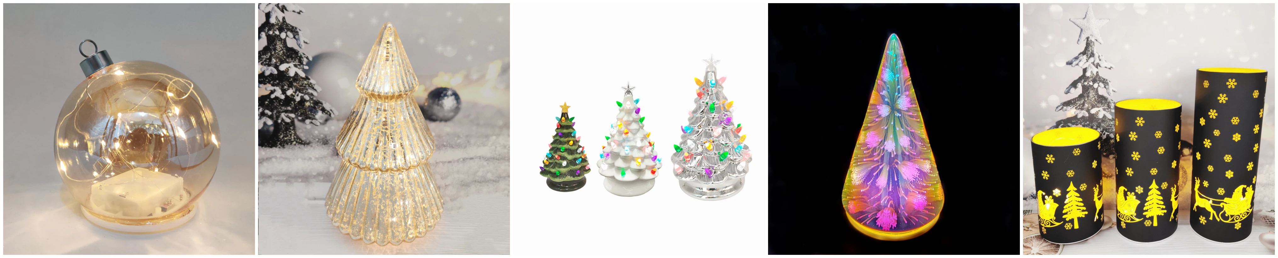 Factory hot selling glass christmas tree with led lights supplier