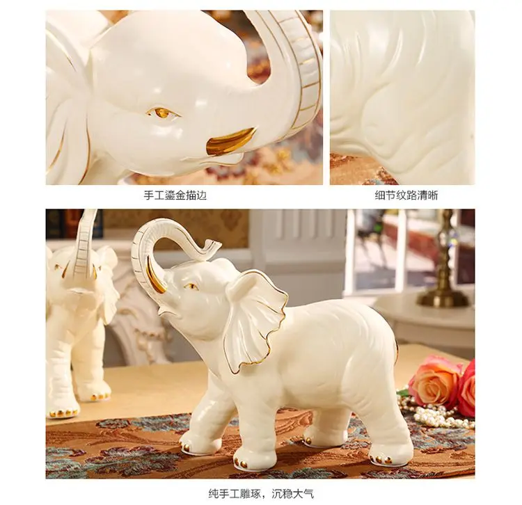Set of 2 Silver White Elephants Diamante Figurines Decorative Ornament Home Art 