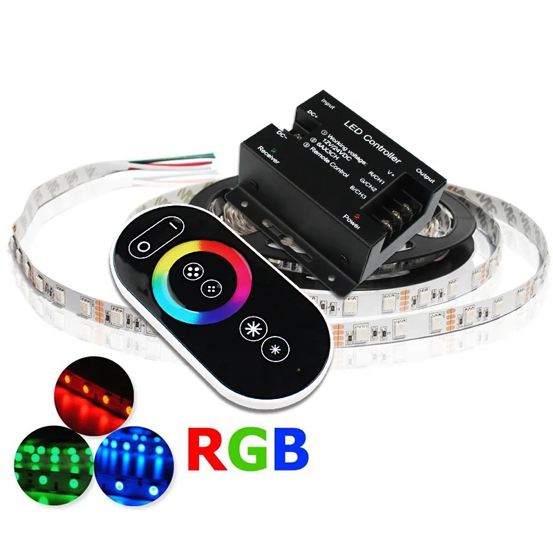 DC12V-24V 6A 18A RGB LED Strip Light RF Wireless Touch RF Remote RGB LED Dimmer Controller
