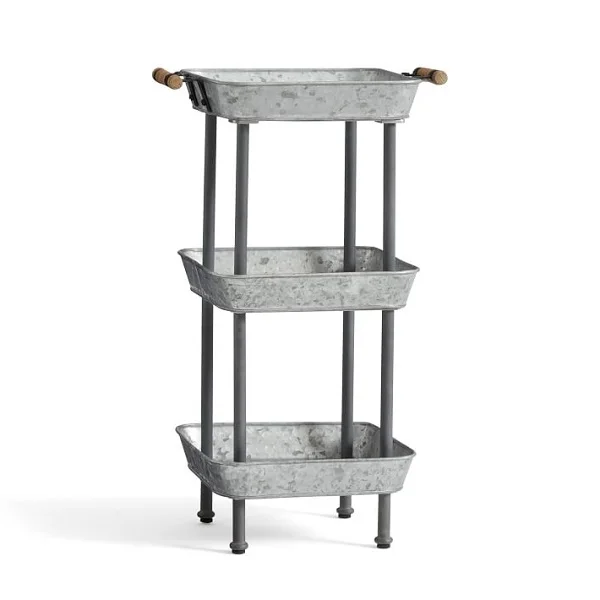 Galvanized Metal 3-Tier Storage Shelf