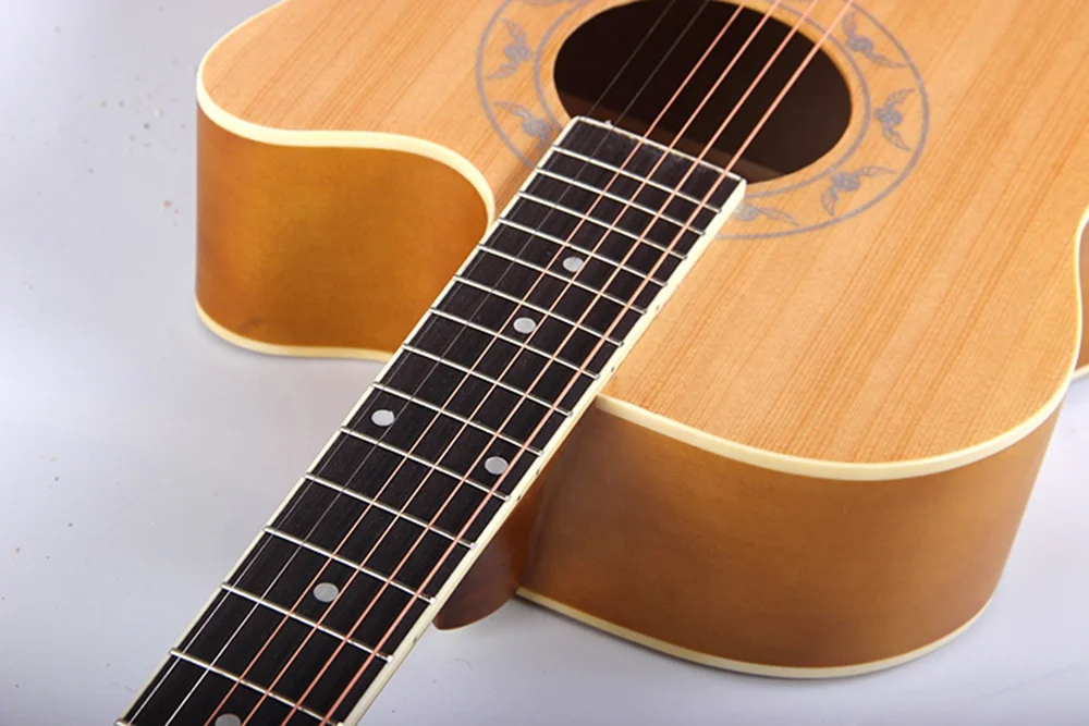 Made in China Tree Root 39 Inch Cutaway Beginner Basswood Spruce Rosewood 6 Strings Matte Acoustic Guitar Ukulele With Bag Capo