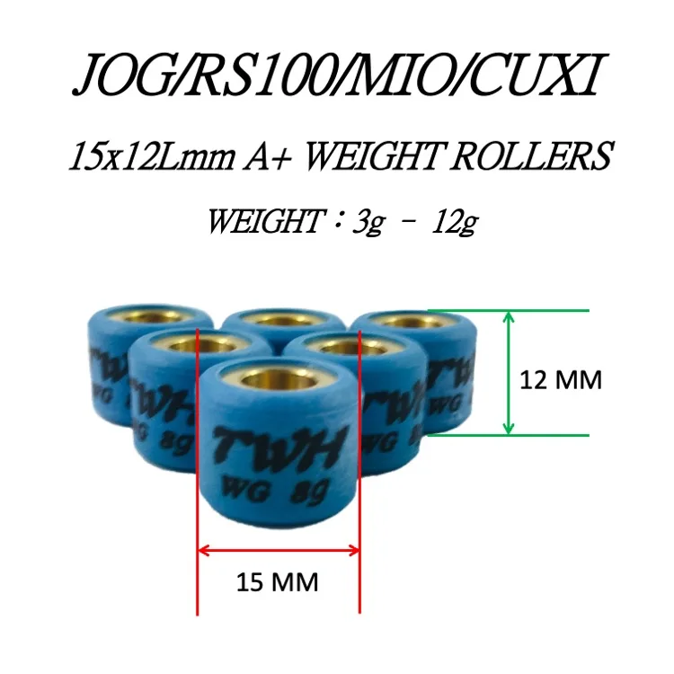 TWH Motorcycle Roller Set Variator Weights 15*12 MM Material Copper