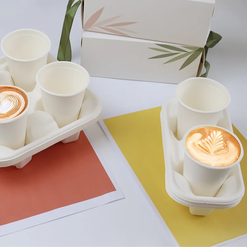 Caffee Flat Milk Tea Disposable Paper Lids Biodegradable Bagasse Cup Lid