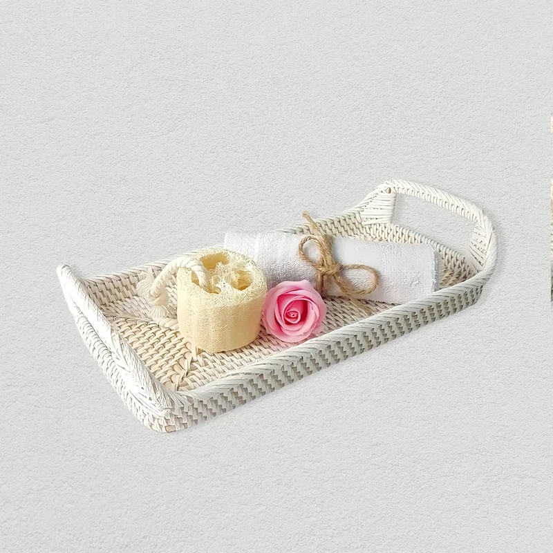 New Design Round Rattan Tray With Mother Of Pearl Serving Tray For