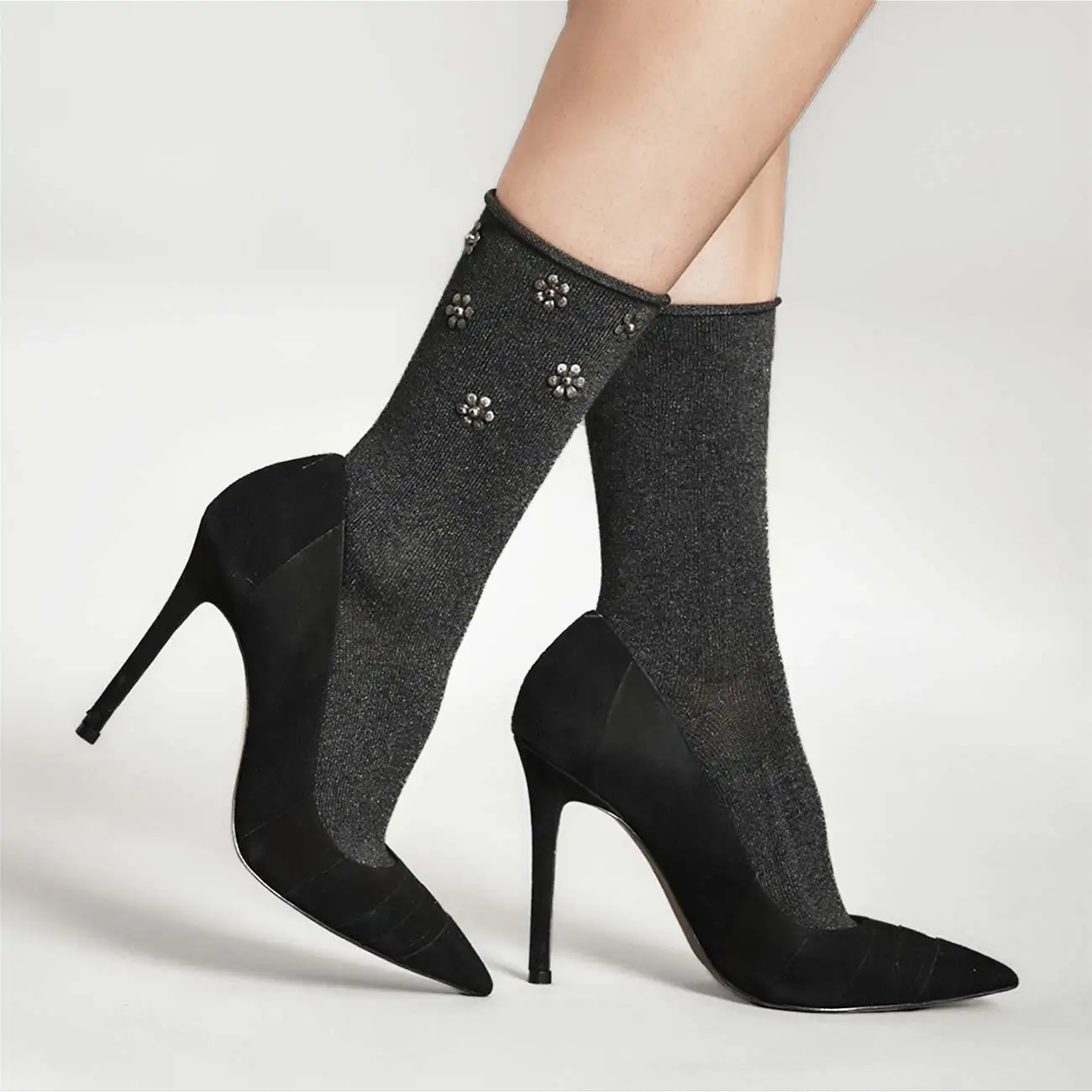 Italian Manufacturer's High Quality Women's Slouch Dress Socks Cute Cotton Crew for Everyday Situations