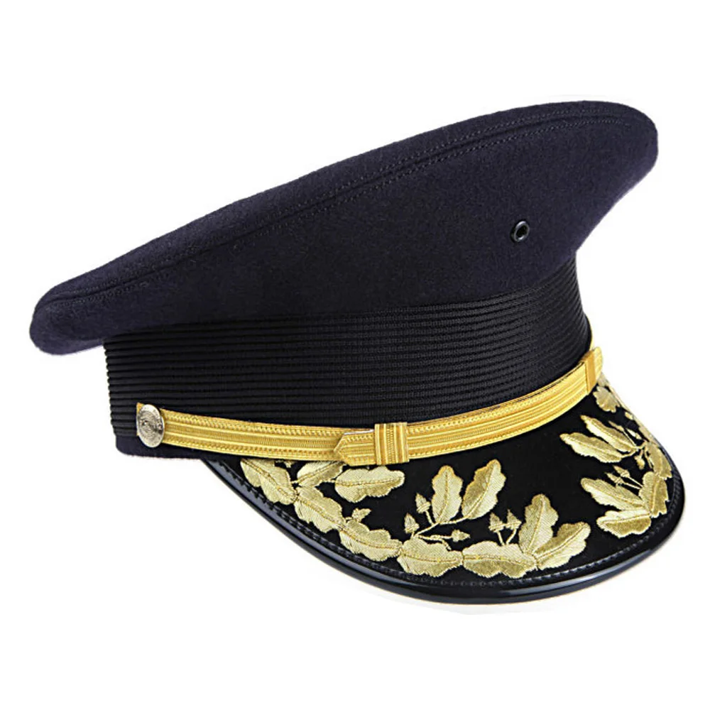 Officer Military Visor Hat With Gold 
