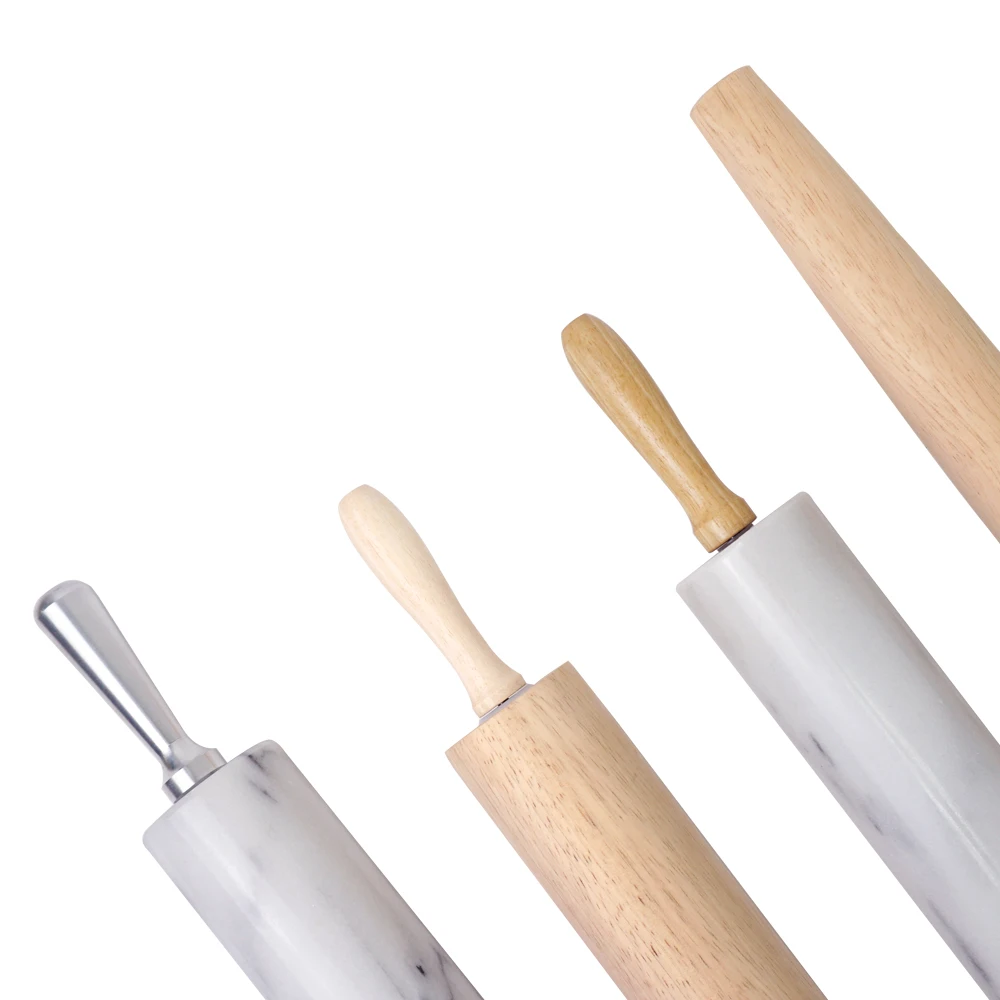 [Holar] Сделано в Тайване 18 дюймов Скалка из натурального белого мрамора с деревянной ручкой