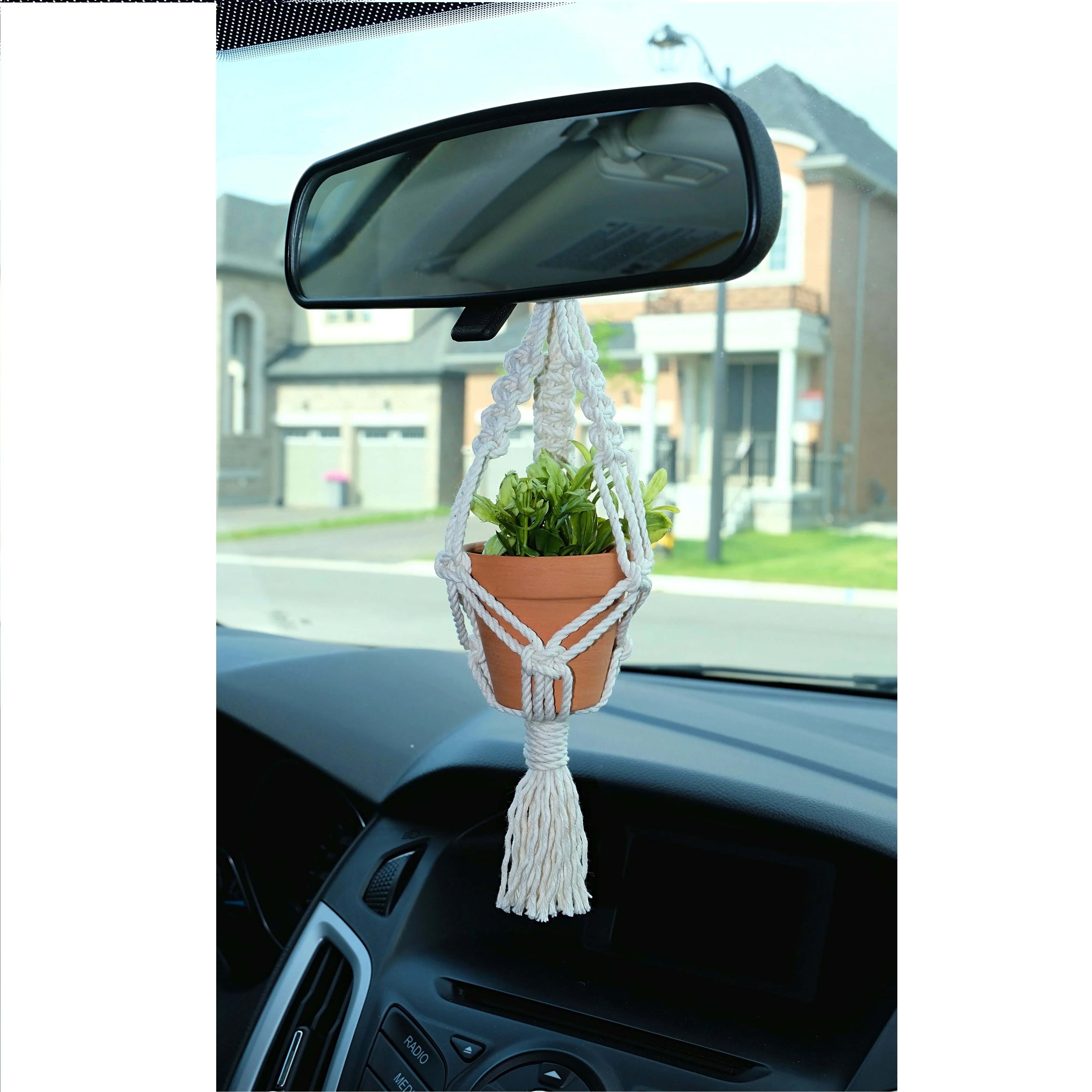 Macrame Handmade Cotton Rope Car Plant Hangers Hanging Plant Basket For