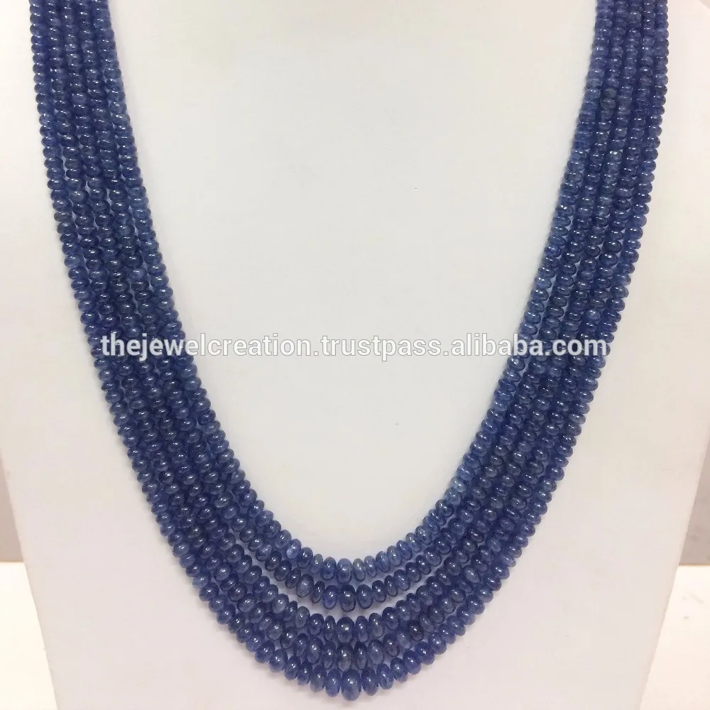 Details about   Natural Gem Burma Blue Sapphire Smooth 3-5MM Rondelle Beads Necklace 66Cts 18" 