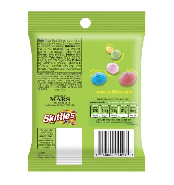 Sour Skittles Bite Size Chewy Candy (pack Of 12) Buy Sour Chews Candy,Sour Candy Names