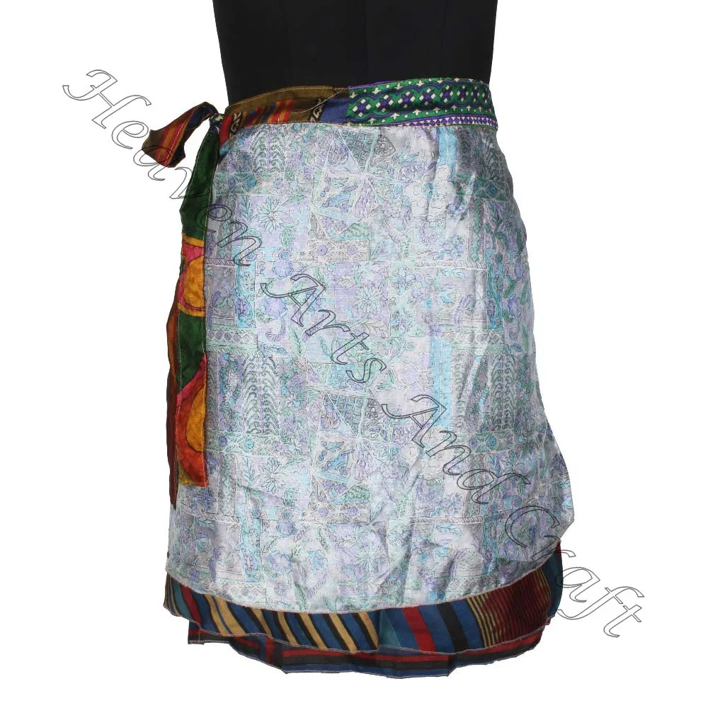 Valentine's Wrap Sarong Wrap Mini Skirt for Goa Gypsy Hippie Boho Indian Retro Silk Casual Magic Wrap Short Skirt
