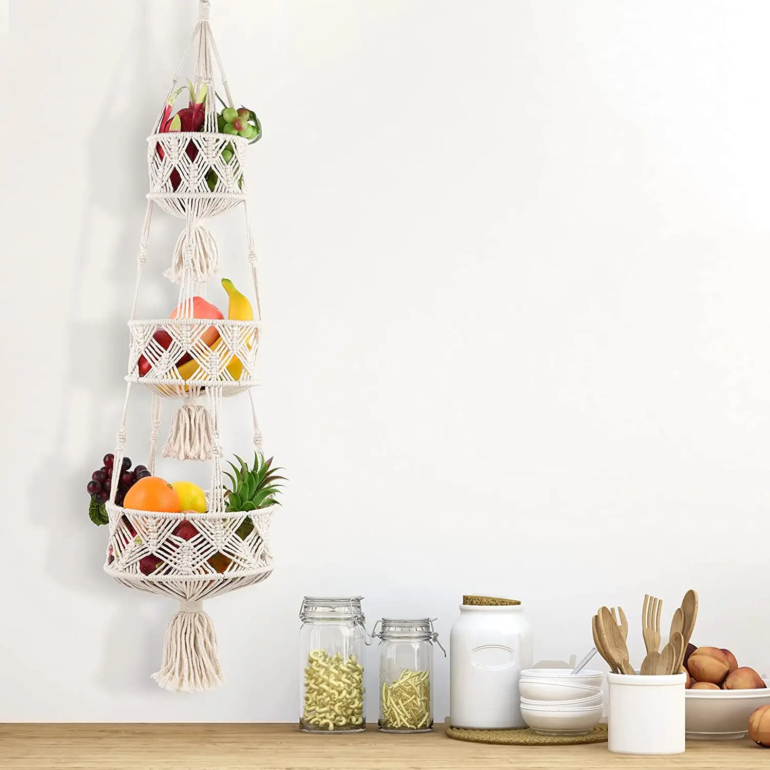 Amazon Hot Sale Hanging Fruit Hammock For Kitchen Under Macrame