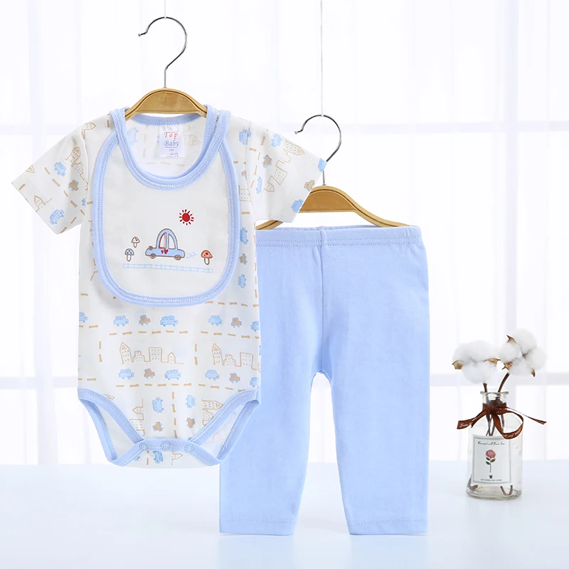Hot Sell Wholesale Baby Clothing 3 Pcs Set Summer Newborn Baby Gift
