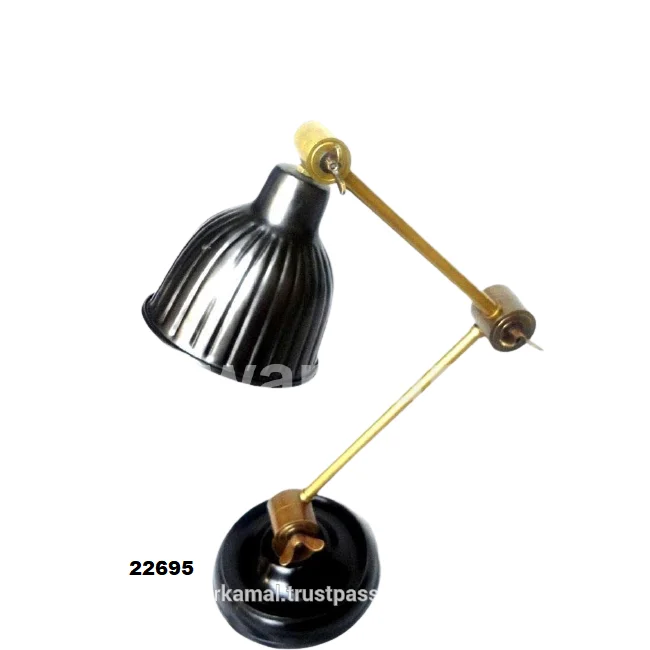 BrassTable Desk Lamp LED Black Silver & Gold finish Body ON-OFF Switch Item Good Packing