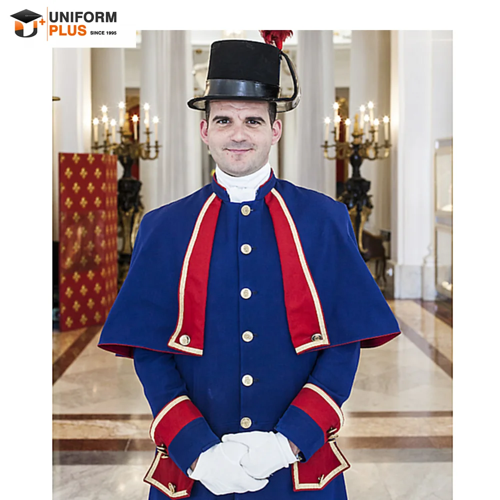 Custom OEM Hotel restaurant doorman bellboy cost design for hotel staff uniform