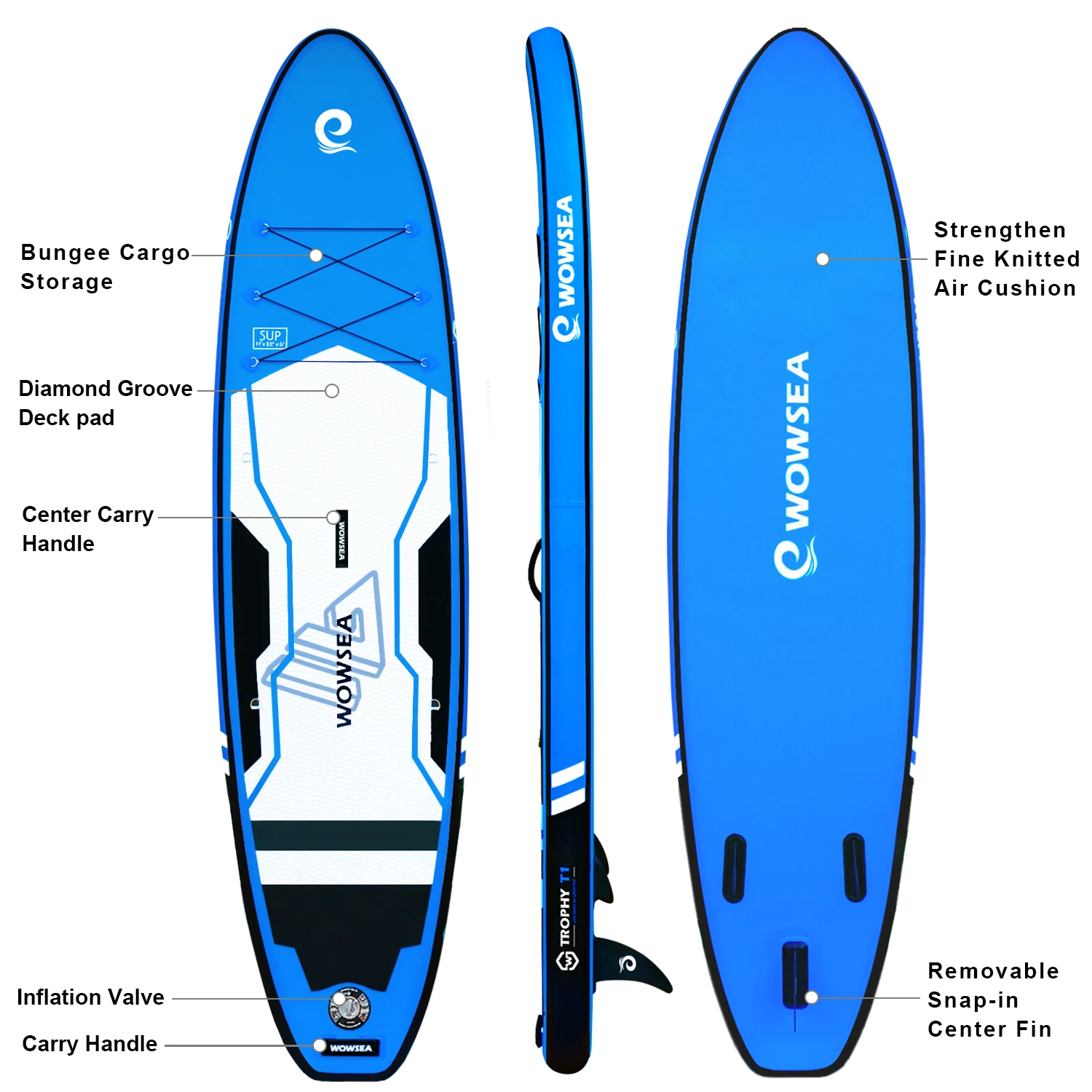Wholesale WOWSEA Trophy T1 inflatable paddle board, durable and